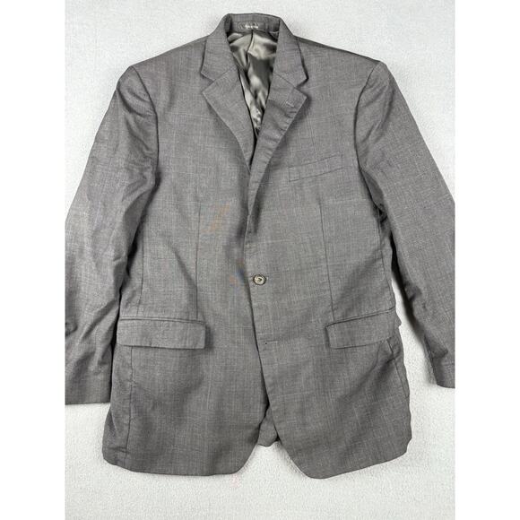 Ralph Lauren Gray Micro Houndstooth 2 Button Blazer Suit Jacket Large - Picture 1 of 6
